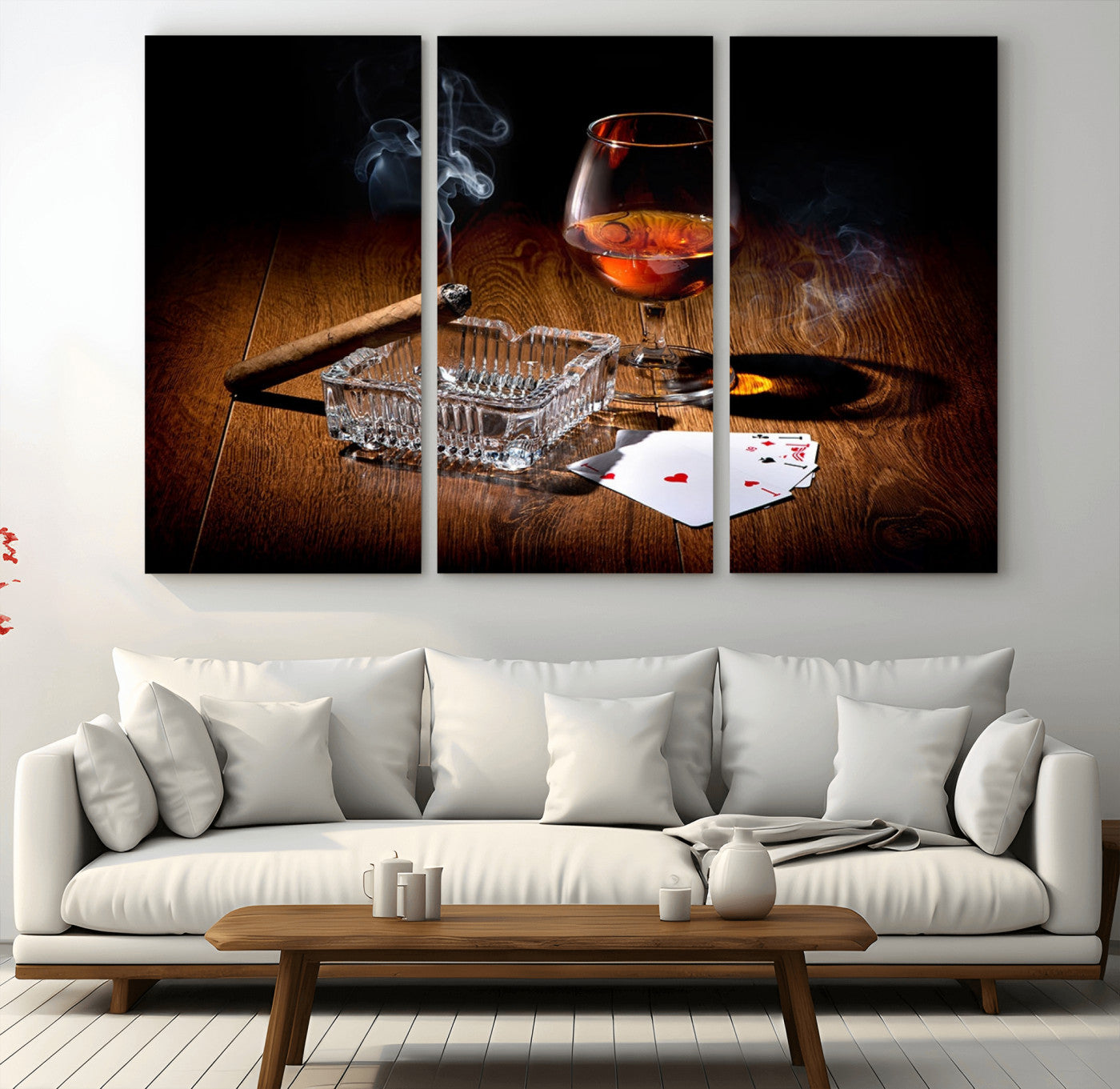 -Whiskey Cigar Wall Art Canvas Print Kitchen Wall