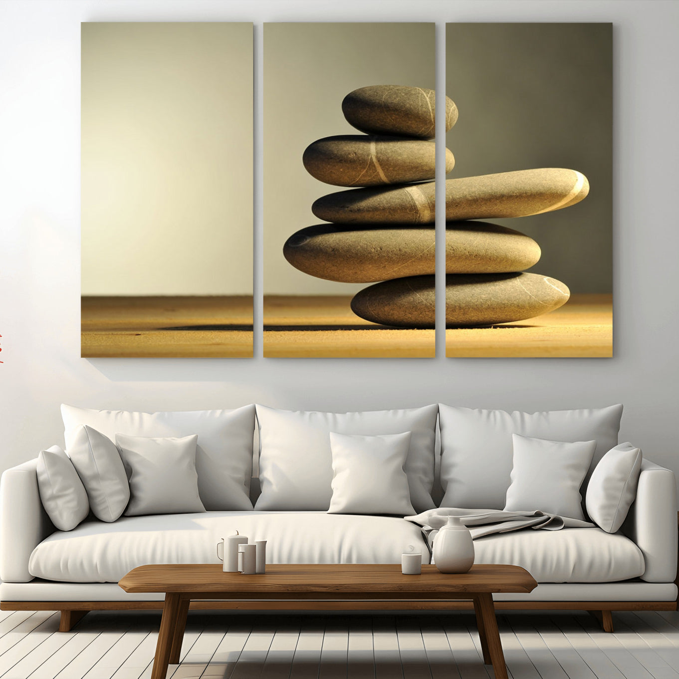-Fluvial Zen Stones Canvas Wall Art Print