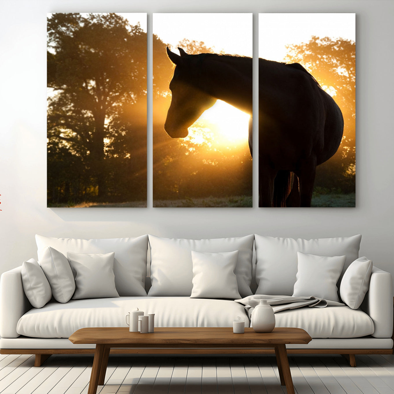 -Horse at Sunset Wall Art Animal Canvas Print