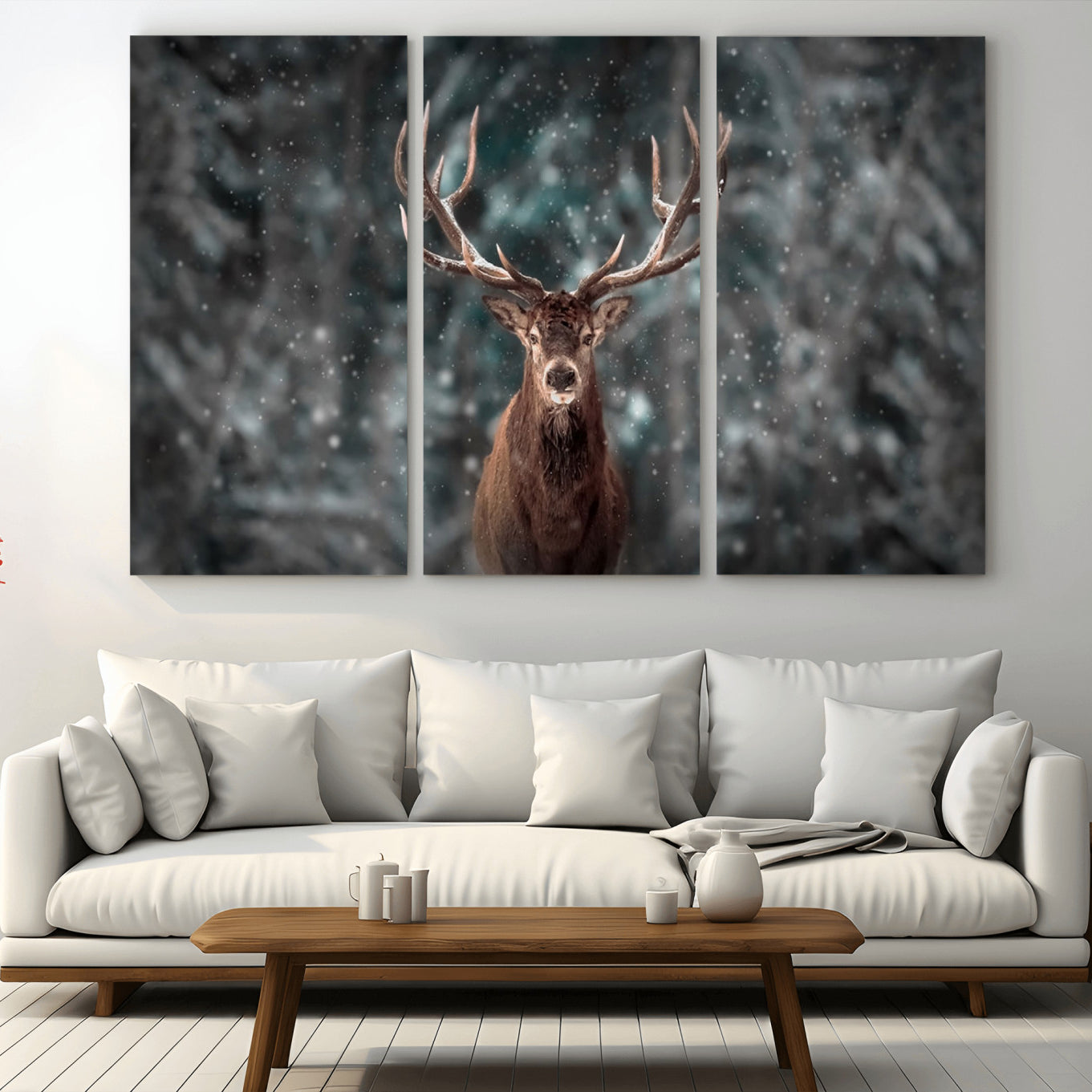 -Wall Art Deer Art Animal Canvas, Framed Wall Art Deer Canvas Print