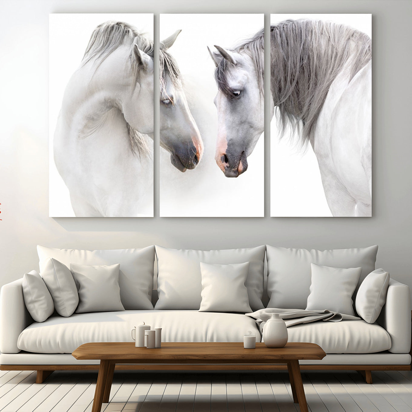 -White Horse Wall Art Animal Canvas Print