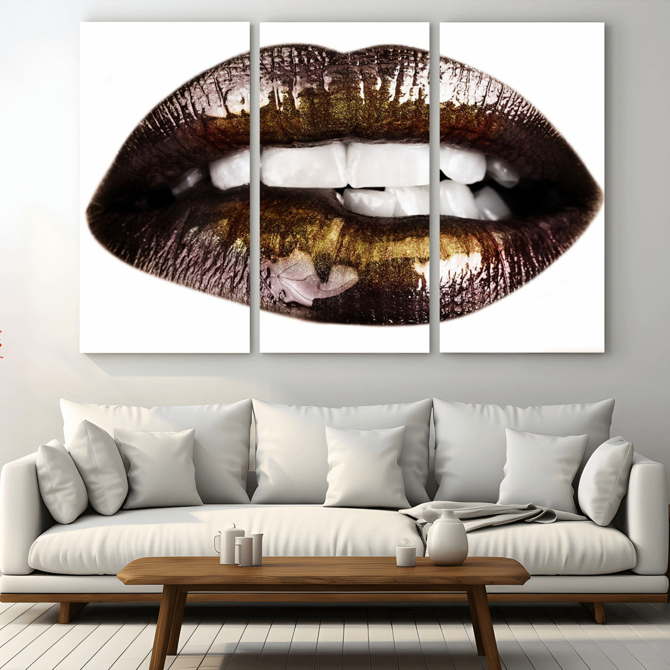 -Close Up Lips Wall Art Canvas Print