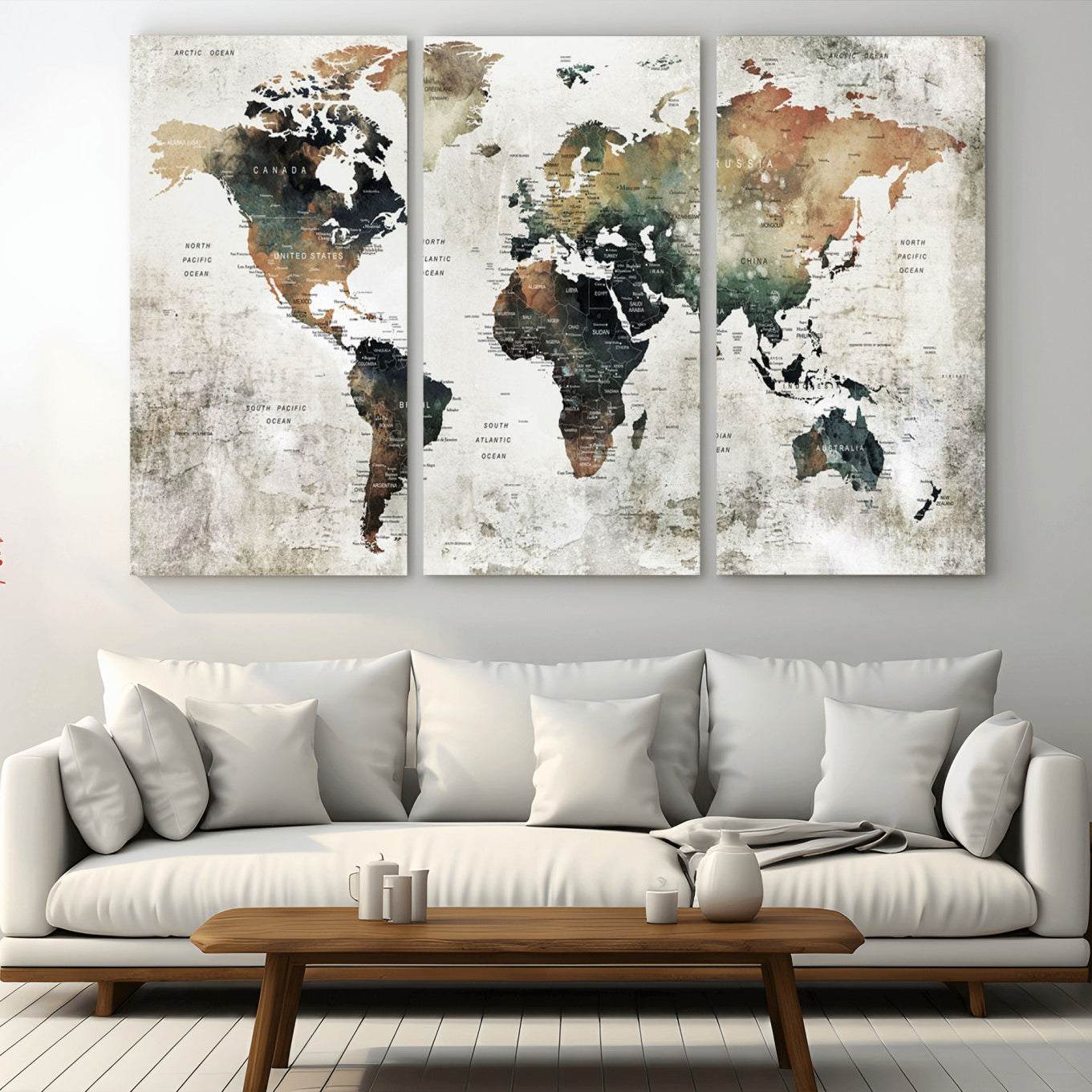 19444-MGV-CV-36X24-Push Pin World Map Canvas Print – Travel Tracker Wall Art for Couples, Perfect Anniversary Gift for Home or Office Decor