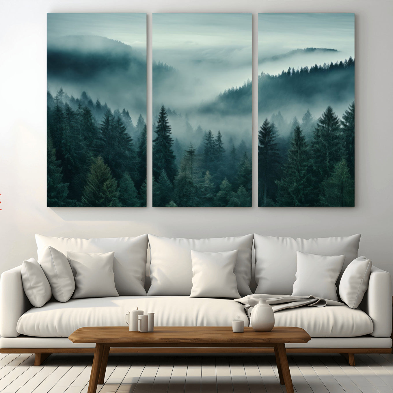 -Captivating Misty Foggy Forest Wall Art Premium Canvas Print