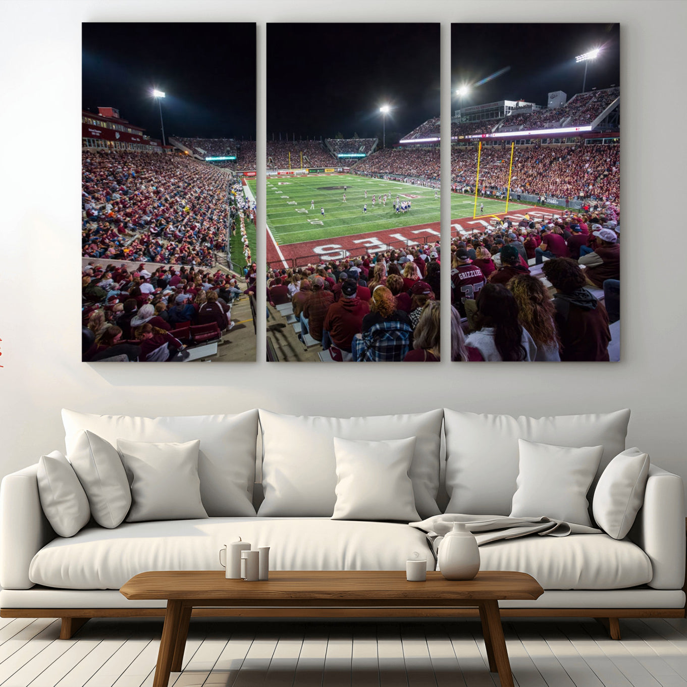 -American Football Wall Art Canvas Print Framed Stadium Sport Wall Art Print Iconic Game Day Decor for Home, Office