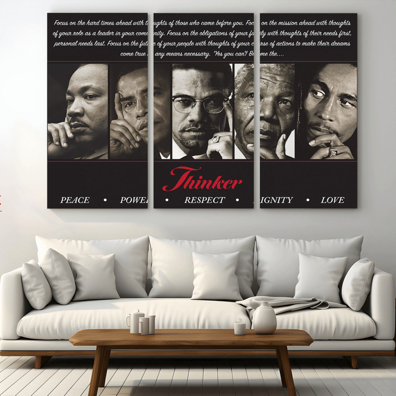 -Thinkers of Wall Art Canvas Print - Inspirational Wall Art Featuring Icons of Peace, Power, and