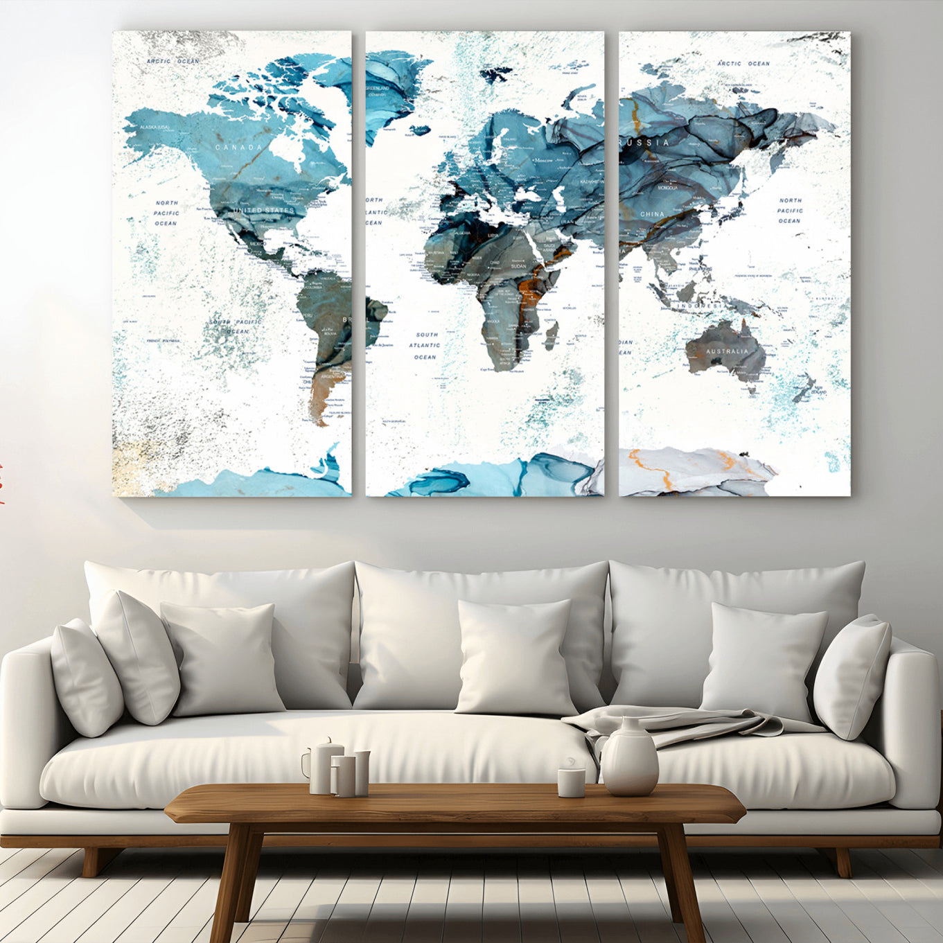 -Push Pin World Map Canvas Print – Travel Tracker Wall Art for Couples, Perfect Anniversary Gift for Home or Office Decor