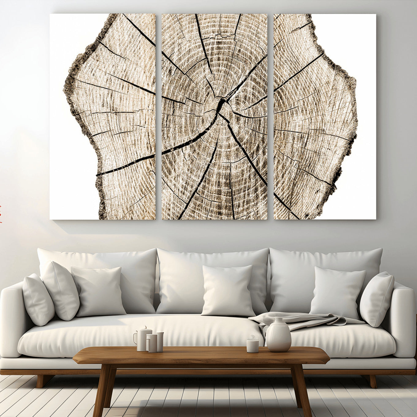 12450-MGV-CV-36X24-Abstract Wood Tree Ring Wall Art - Ready to Hang Minimalist Wooden Design for Rustic & Contemporary