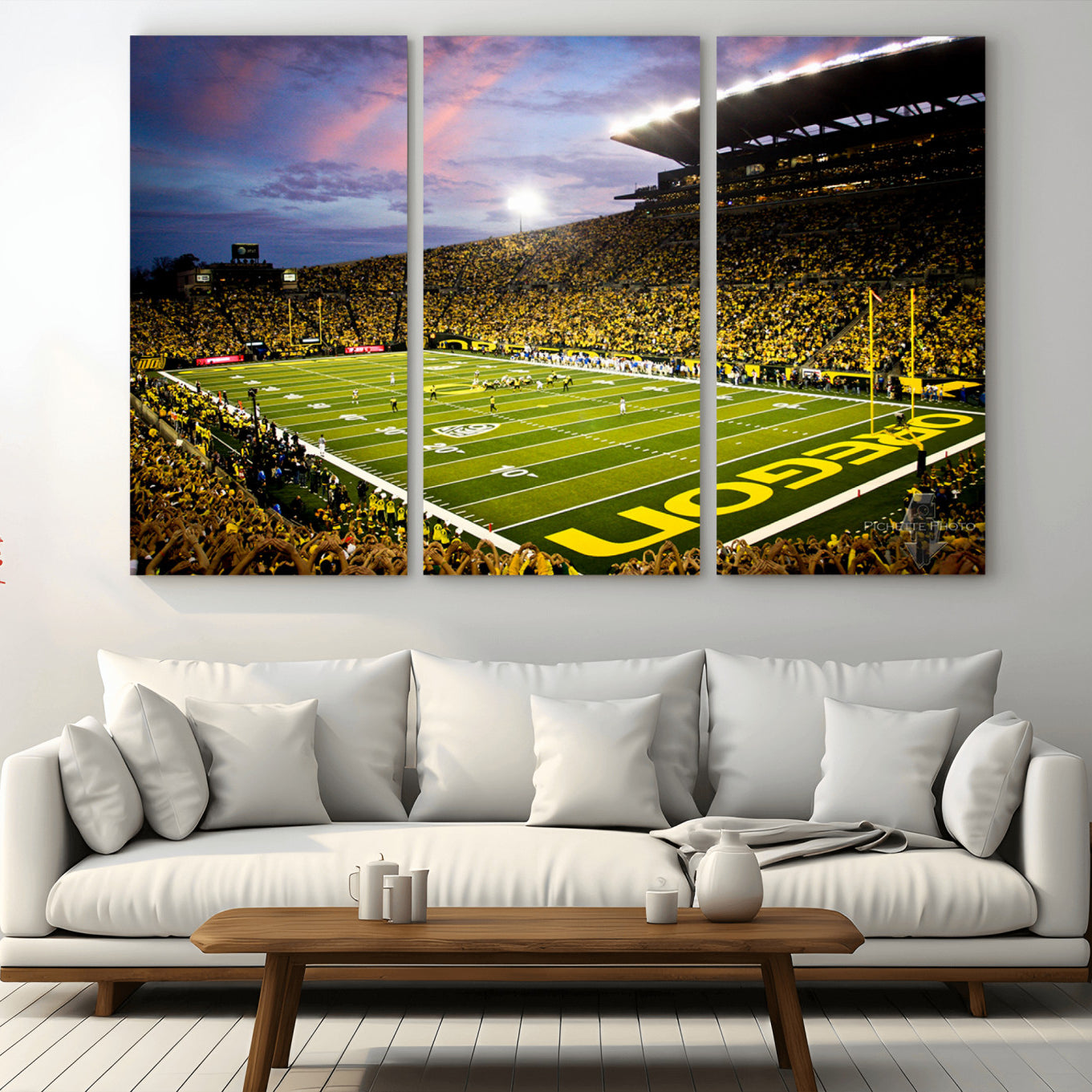-University of Oregon Ducks Football Team Print - Eugene Autzen Stadium Wall Art Canvas Print
