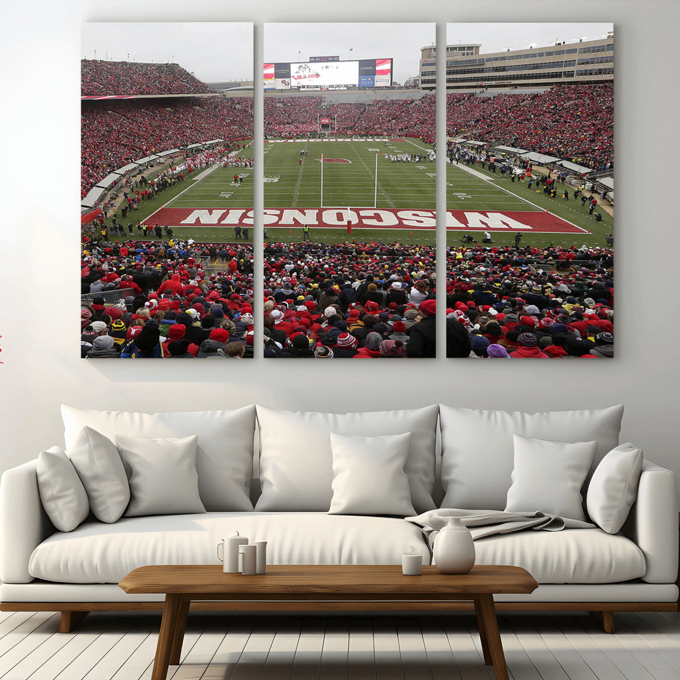 23461-MGV-CV-36X24-Wisconsin Badgers Team Print Canvas - Madison Camp Randall Stadium Wall Art Canvas Print