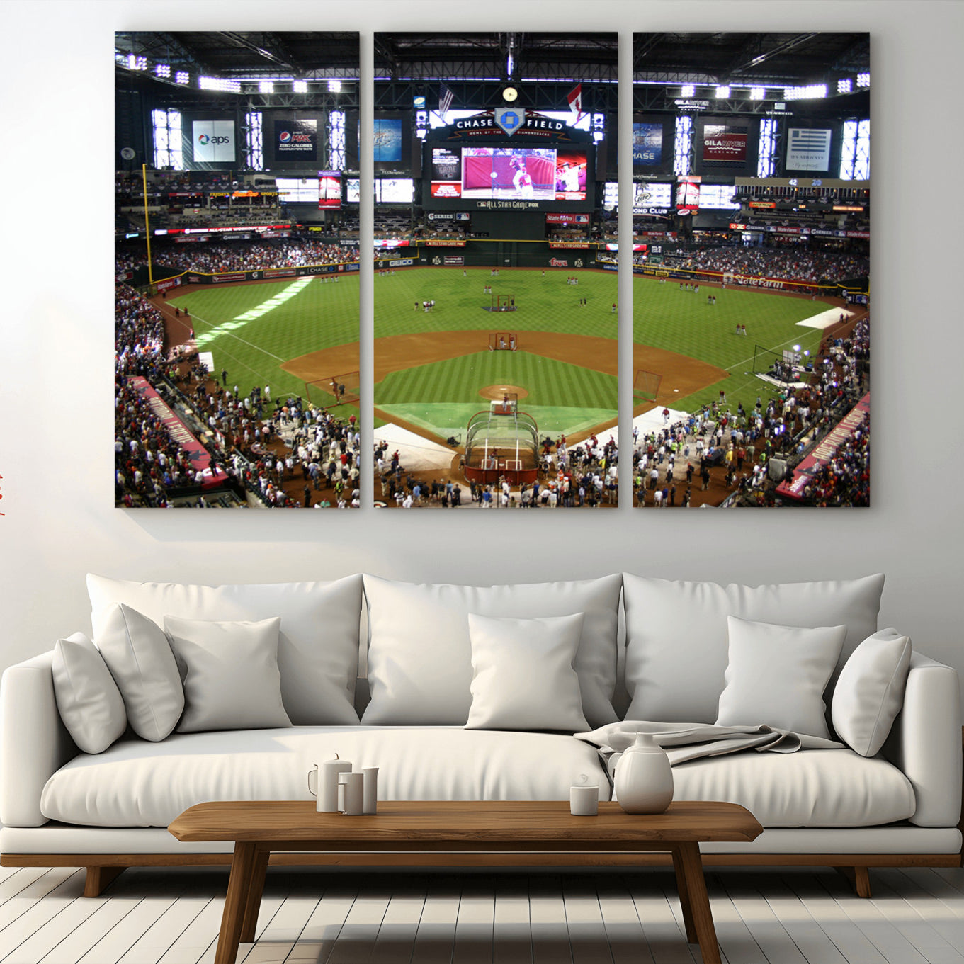 91630-MGV-CV-36X24-Arizona Diamondbacks Baseball Team Print - Phoenix Chase Field Baseball Stadium Wall Art Canvas