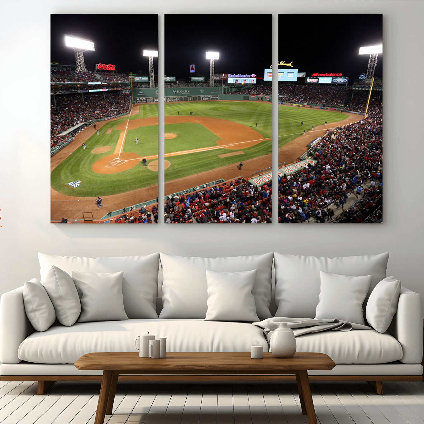 86945-MGV-CV-36X24-Boston Red Sox Baseball Team Print - Massachusetts Fenway Park Stadium Wall Art Canvas Print