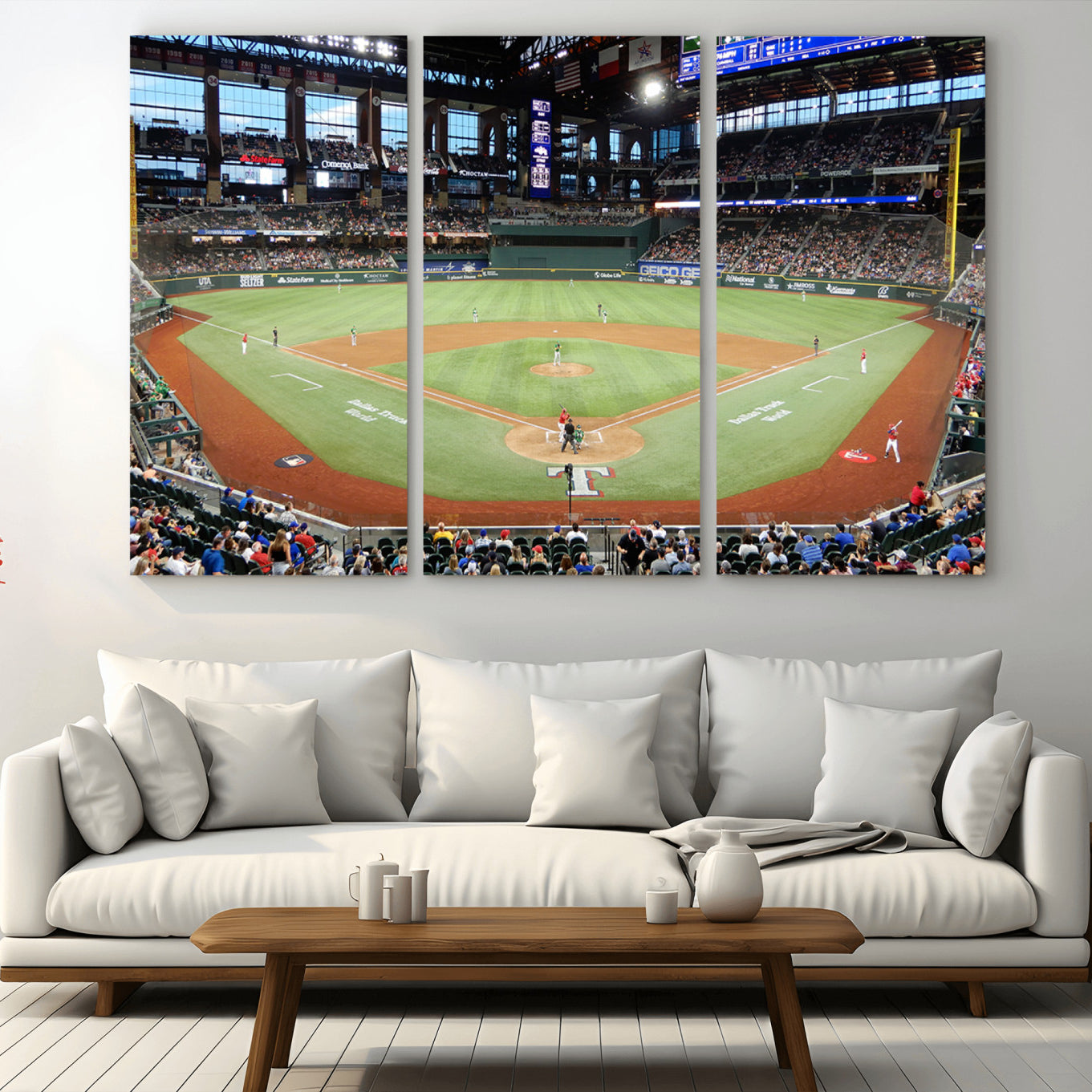 78468-MGV-CV-36X24-Texas Rangers Baseball Team Print - Arlington Globe Life Field Stadium Canvas Print Wall Art