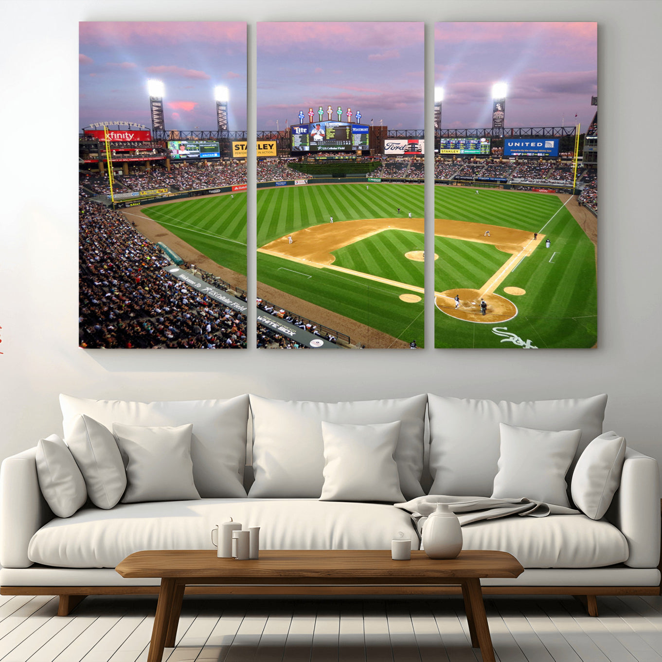 38470-MGV-CV-36X24-Chicago White Sox Baseball Team Print Canvas- Guaranteed Rate Field Stadium Wall Art Canvas Print