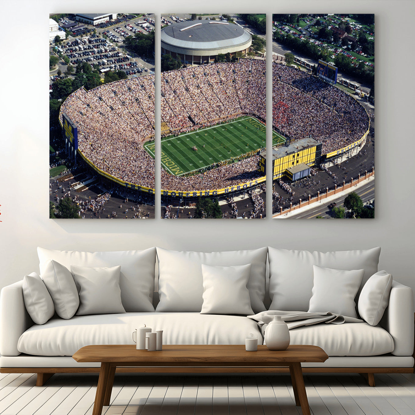 27314-MGV-CV-36X24-Michigan Wolverines Football Team Print - Ann Arbor Michigan Stadium Print, Michigan Wolverines