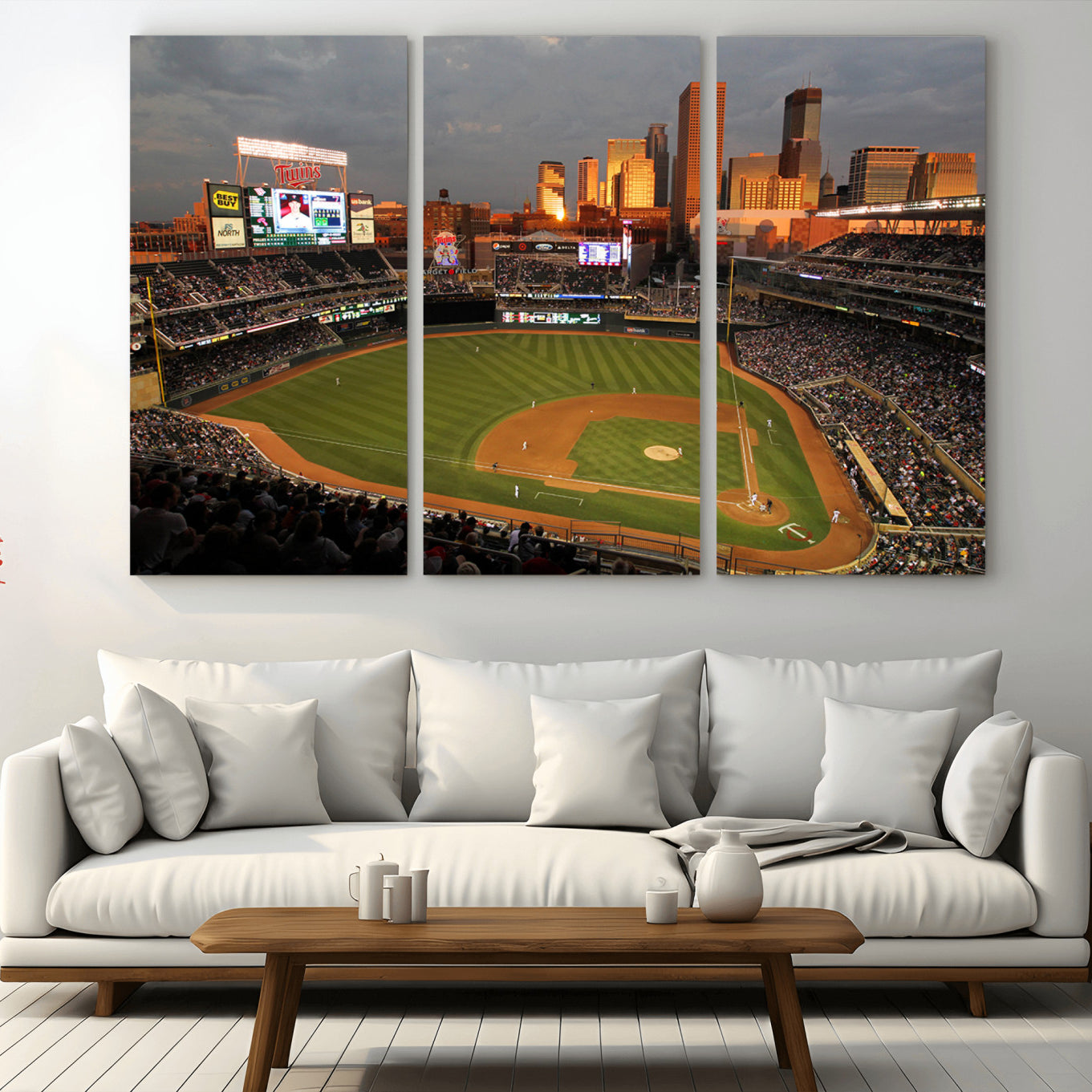 99822-MGV-CV-36X24-Minnesota Twins Baseball Team Print - Minneapolis Target Field Stadium Wall Art Canvas Print