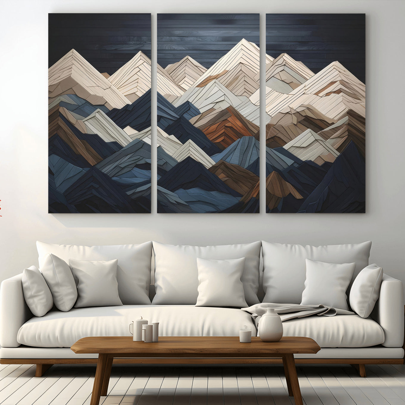12896-MGV-CV-36X24-Rustic Mountain Landscape Wall Art Canvas Print – Framed 3D Wooden Effect Mountain Nature Artwork for Home, Office