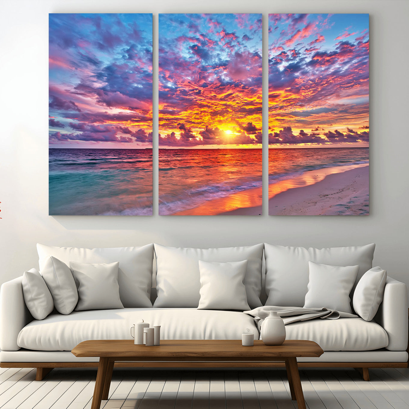 12616-MGV-CV-36X24-Vibrant Sunset Beach Wall Art - Ocean Sunset Canvas Print | Coastal Wall Art Decor Stunning Sunset
