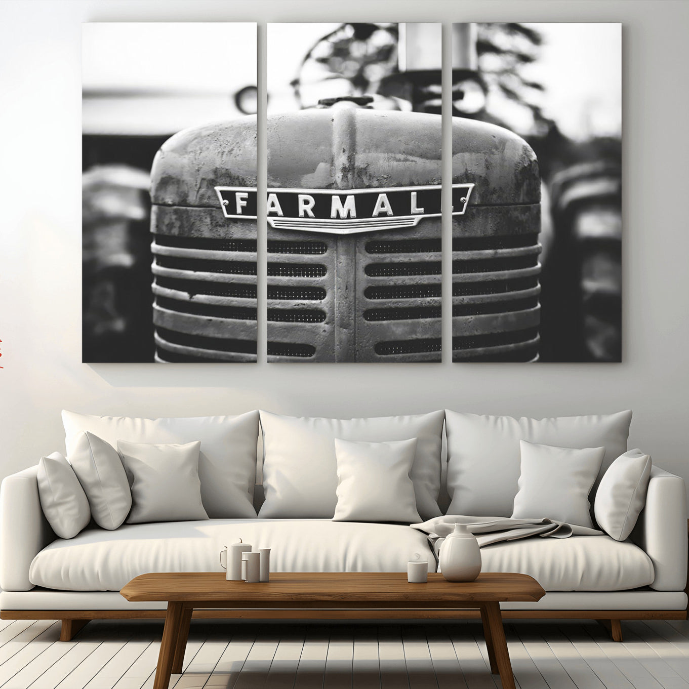 -Vintage Farmall Tractor Wall Art Canvas Print, Rustic Farmhouse Decor Ready to Hang