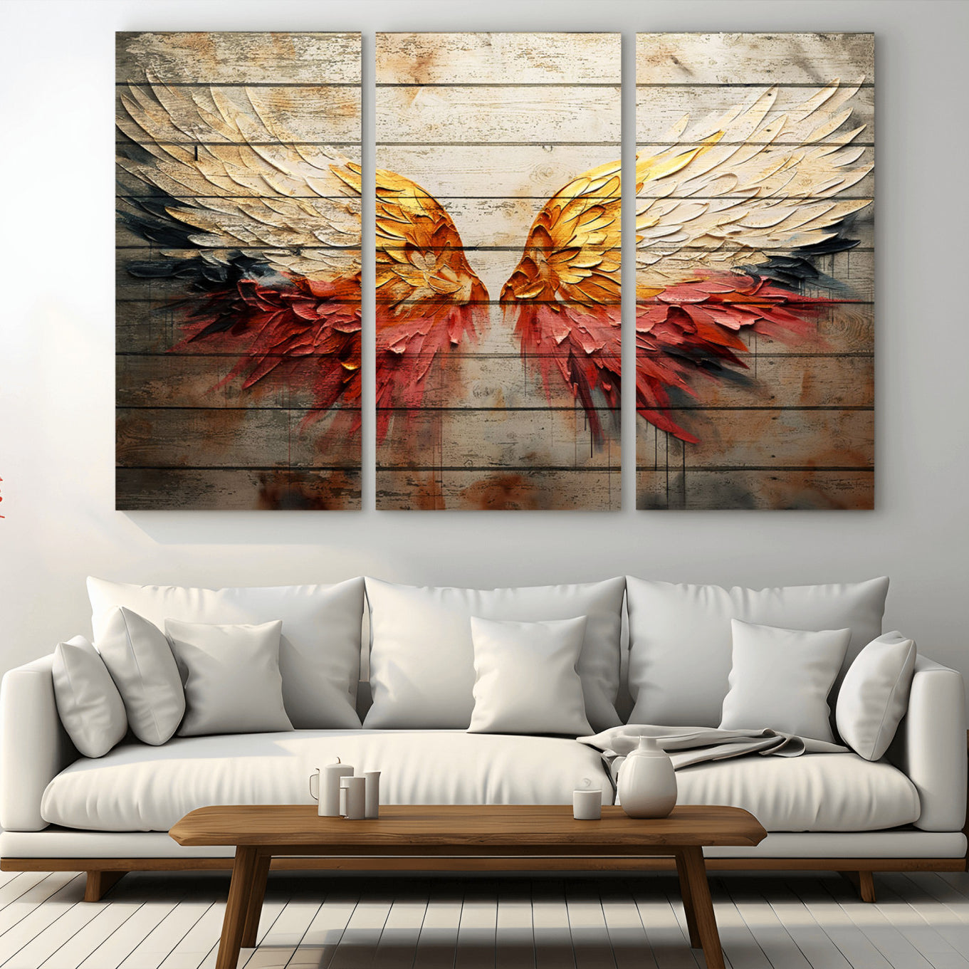 19244-MGV-CV-36X24-Abstract Angel Wings Canvas Wall Art – Framed and Ready to Hang Modern Angelic Wings Decor for