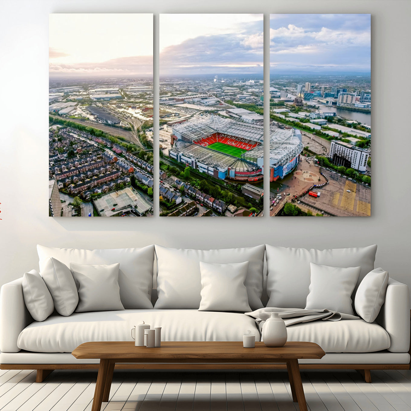 -Old Trafford Manchester United Stadium Wall Art Canvas Print - Aerial View Stadium, Old Trafford