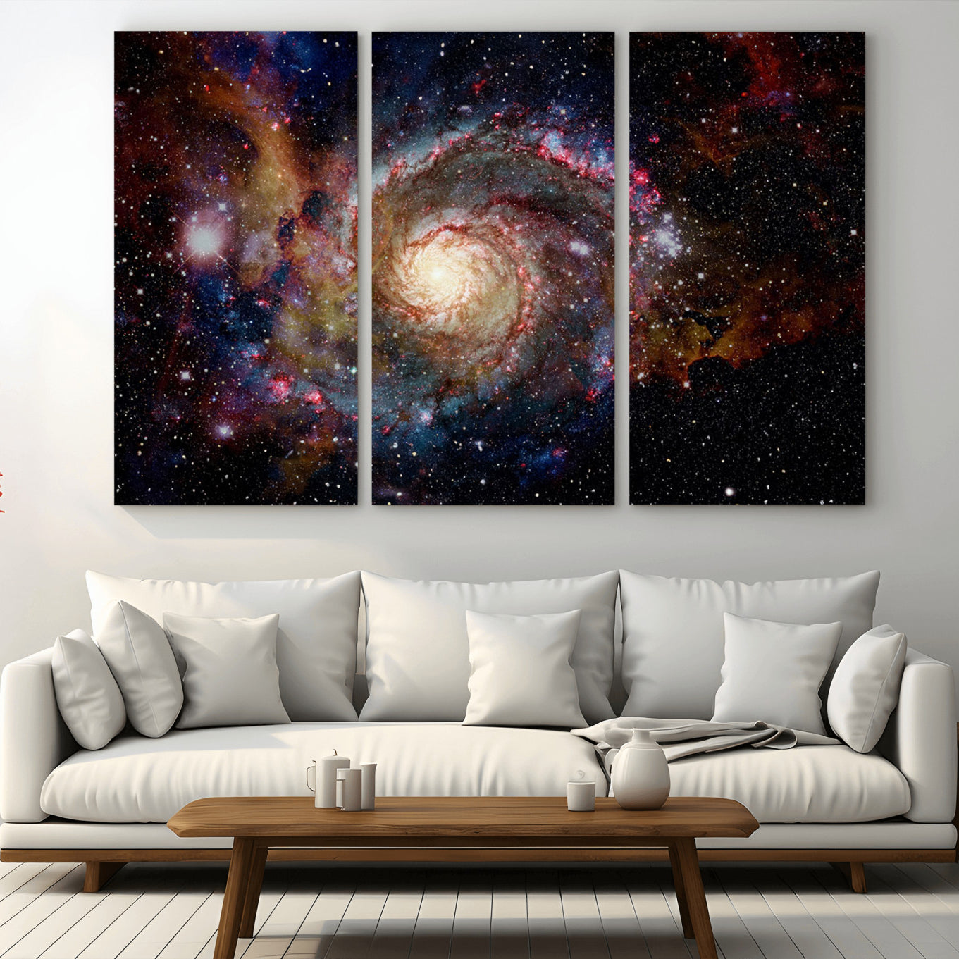 -Nebula and Galaxies in Space Wall Art Canvas Print, Spiral Galaxy Wall Art Canvas Print