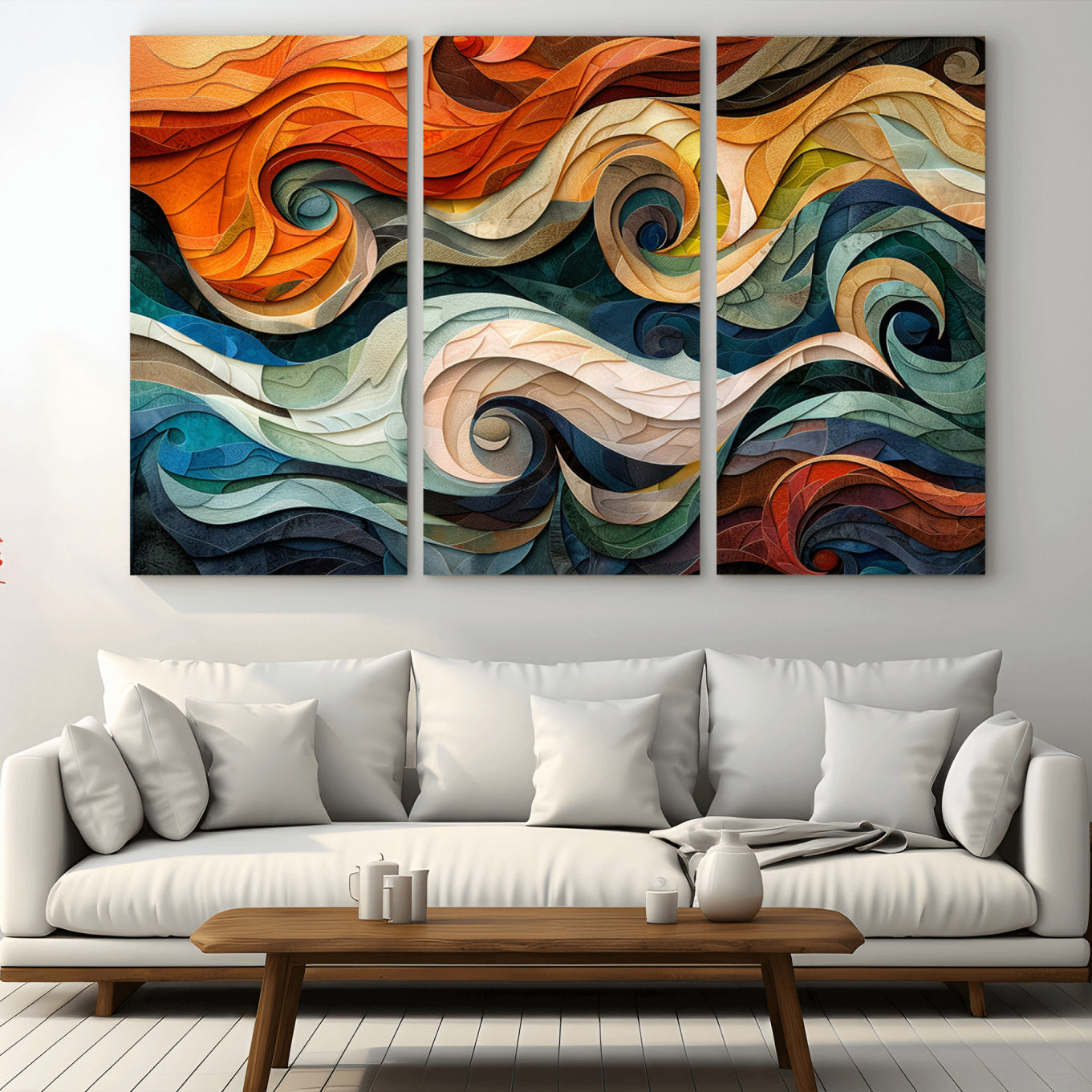 98463-MGV-CV-36X24-Abstract Wave Wall Art | Ready to Hang Framed Canvas Print | Vibrant Home Decor for Modern Spaces