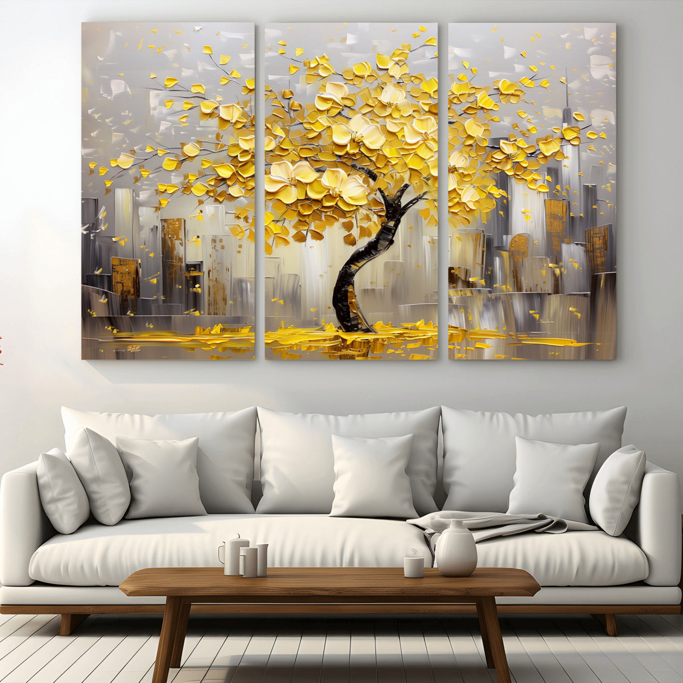 45538-MGV-CV-36X24-Golden Tree Canvas Print | Abstract Wall Art for Modern Homes | Ready to Hang Framed Artwork