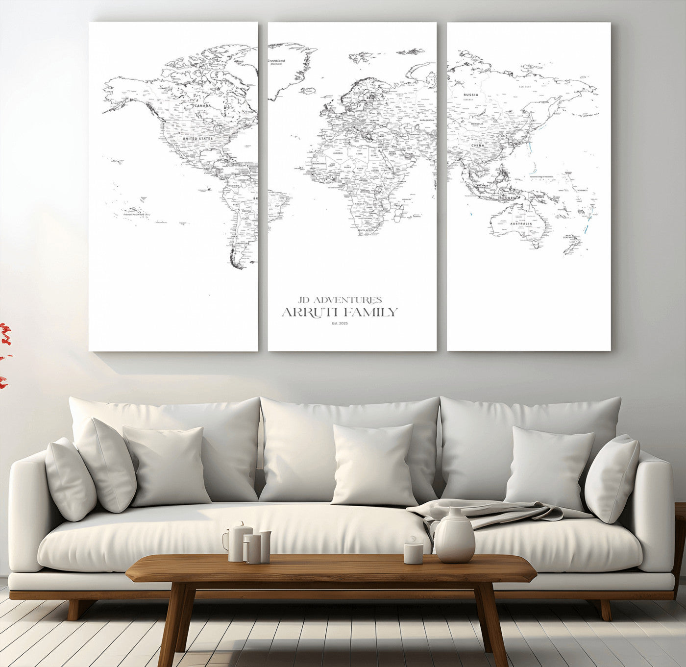 -Push Pin World Map Canvas Print – Travel Tracker Wall Art for Couples, Perfect Anniversary Gift for Home or Office Decor