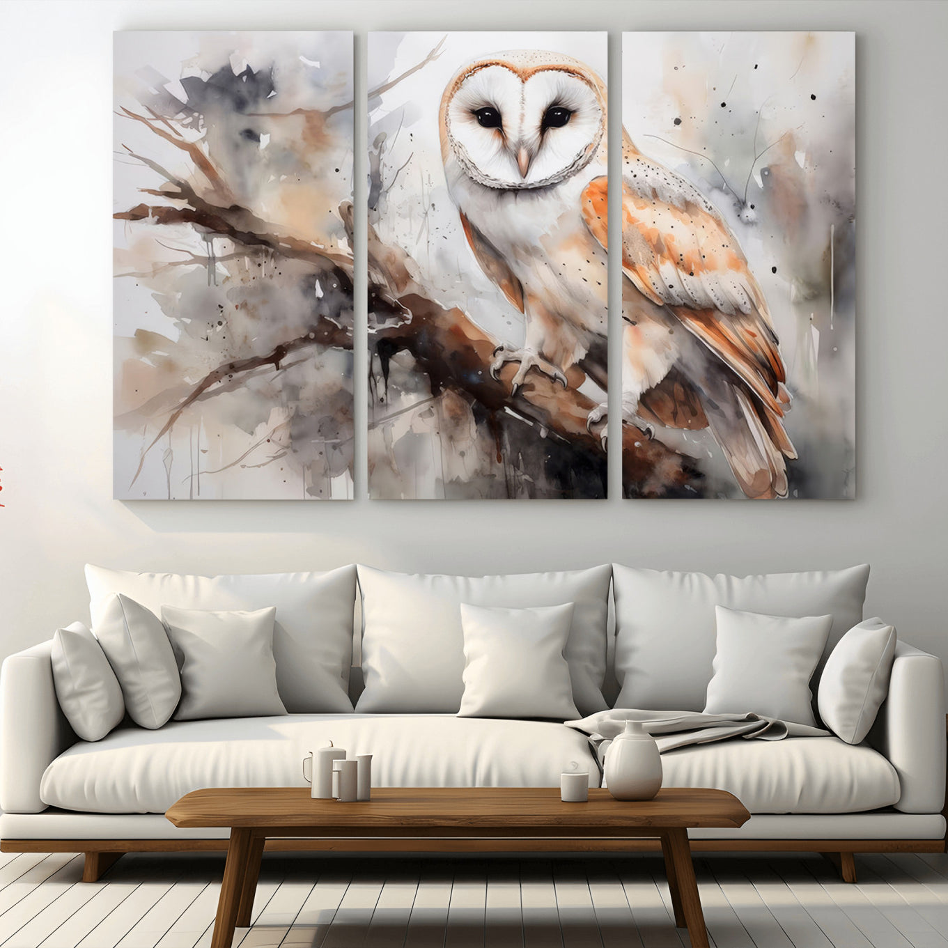 53515-MGV-CV-36X24-Barn Owl Wall Art | Watercolor Barn Owl Canvas Print | Perfect for Farmhouse Wall Decor | Ready to
