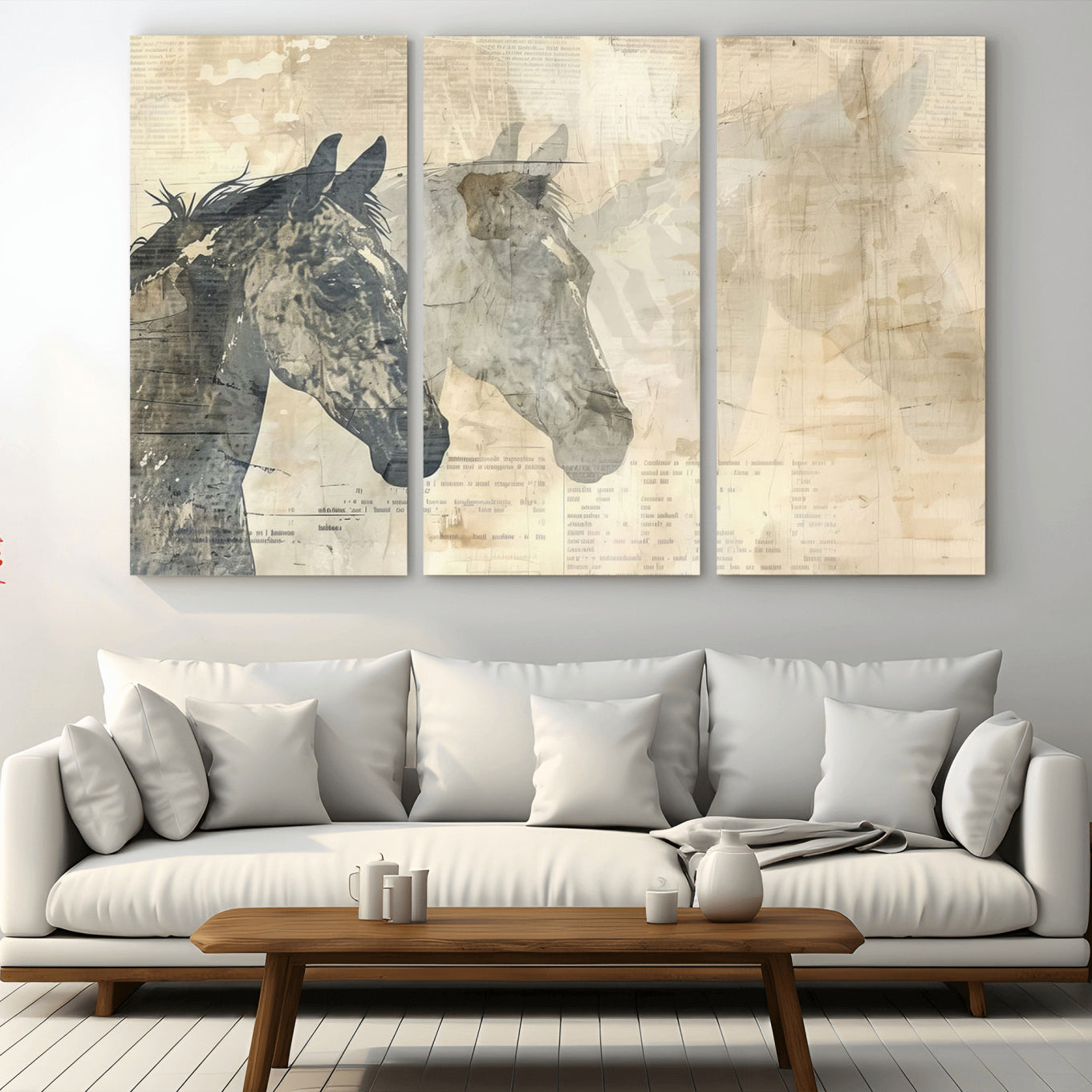 64301-MGV-CV-36X24-Abstract Horse Canvas Print | Modern Farmhouse Wall Art | Ready to Hang Framed
