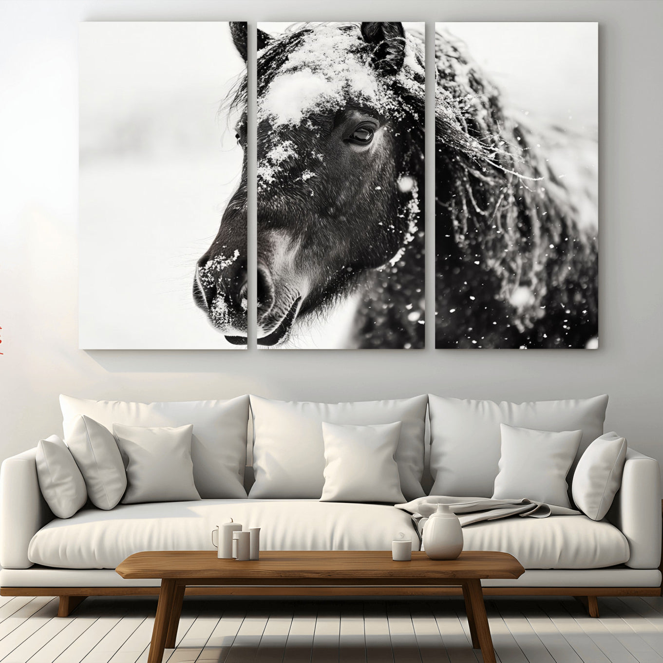 -Framed Black and White Horse Wall Art | Ready to Hang and Framed | Farmhouse and Western Wall Decor