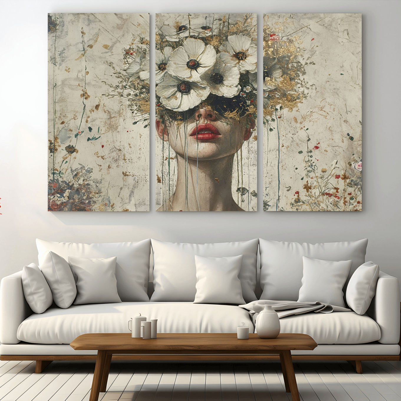 72759-MGV-CV-36X24-Abstract Floral Women Patel Wall Art Canvas Print