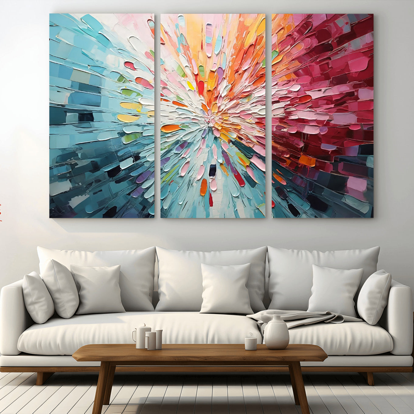 47065-MGV-CV-36X24-Radiant Bloom Abstract Floral Wall Art Canvas Print - Colorful Burst - Modern Living Room Decor -