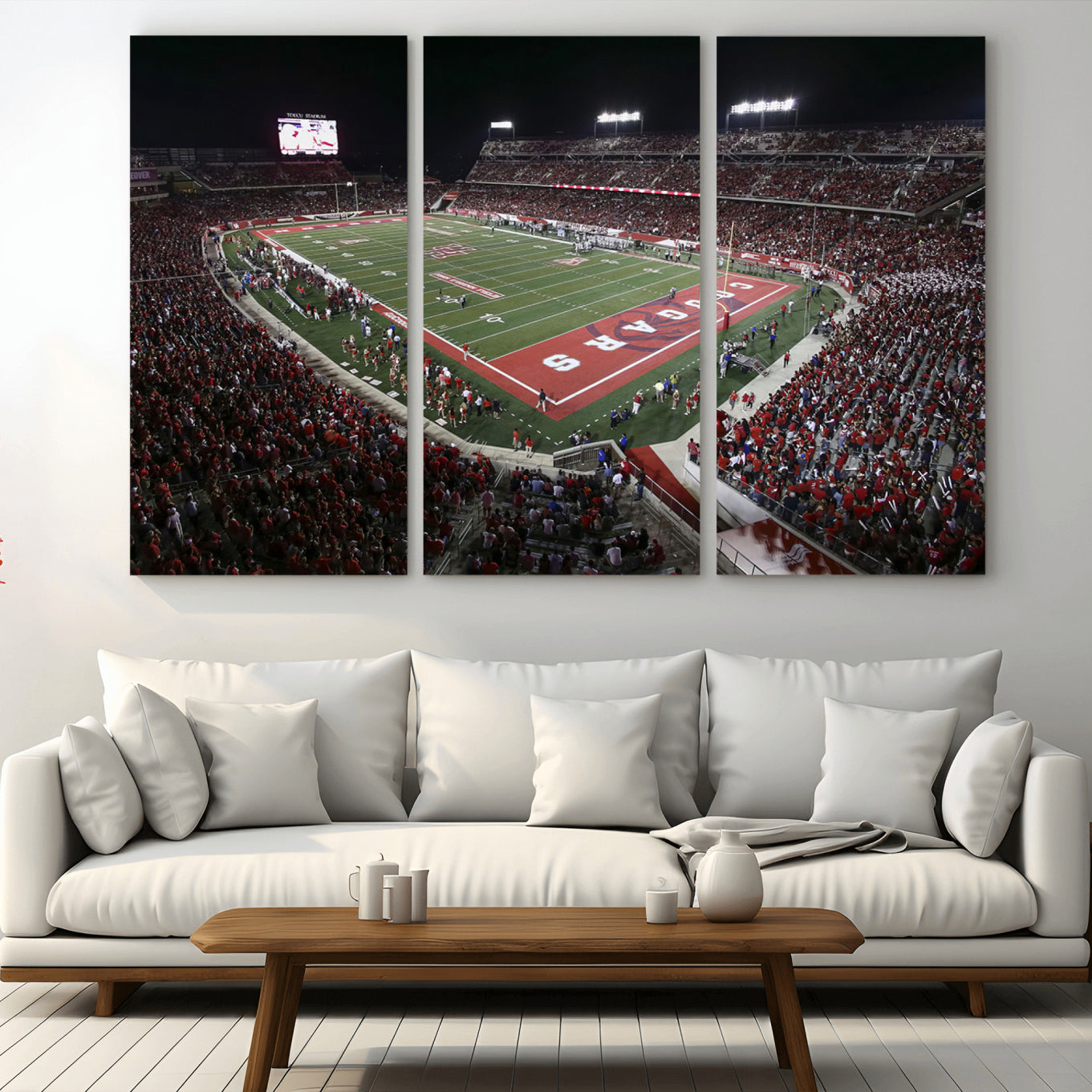 -Houston Cougars Football Team Print - Houston TDECU Stadium Wall Art Canvas Print