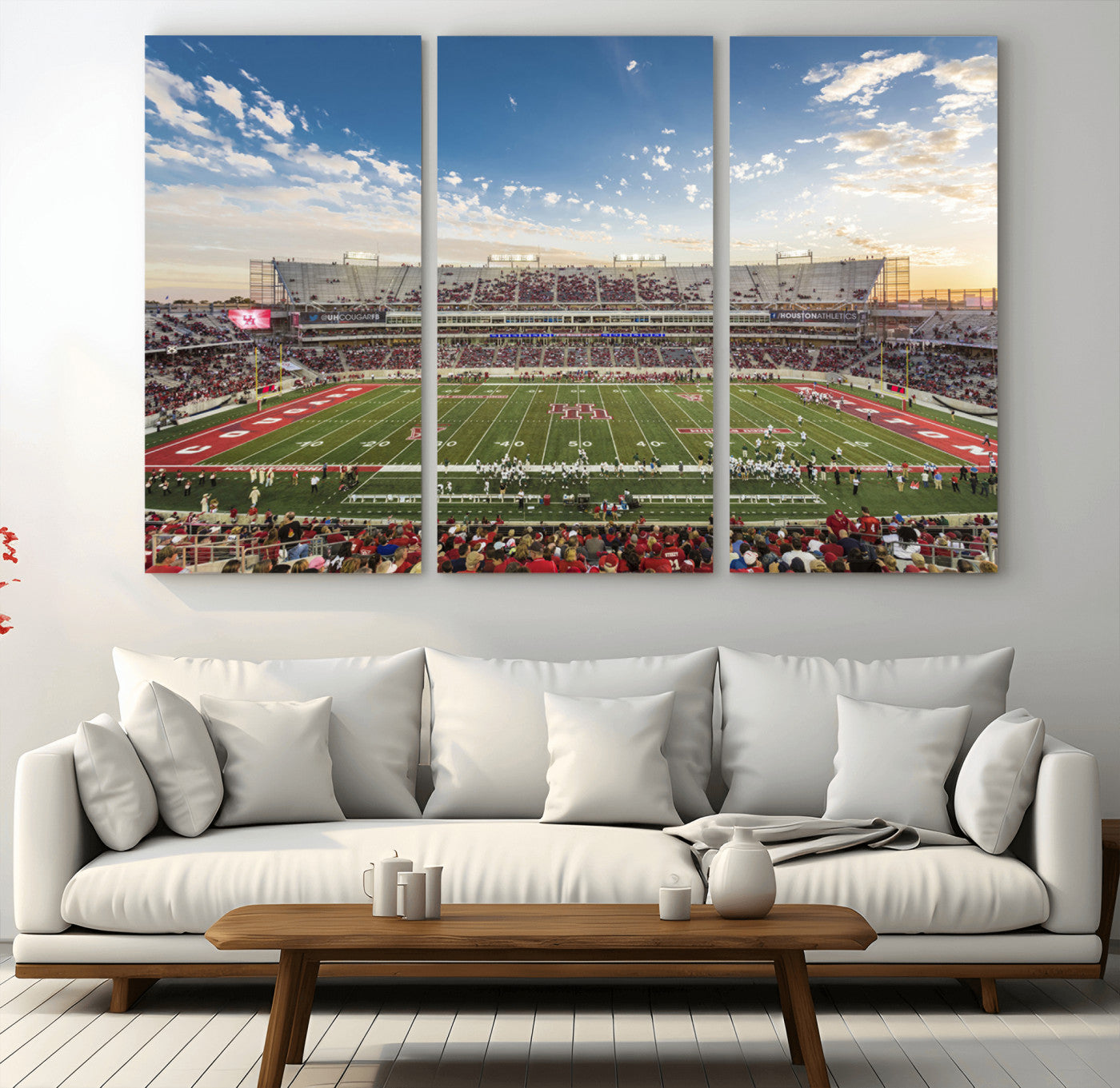 -Framed Houston Cougars Football Team Print - Houston TDECU Stadium Wall Art Canvas Print