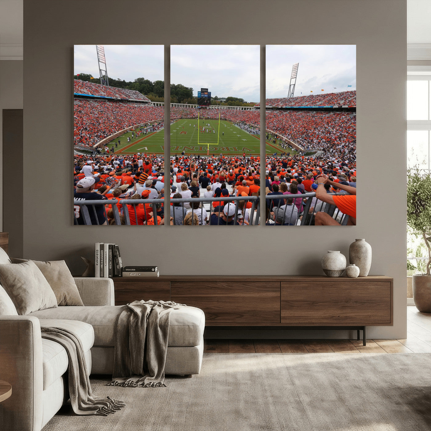 63606-MGV-CV-36X24 - Virginia Cavaliers Football Team Print - Charlottesville Scott Stadium Print Wall Art Canvas