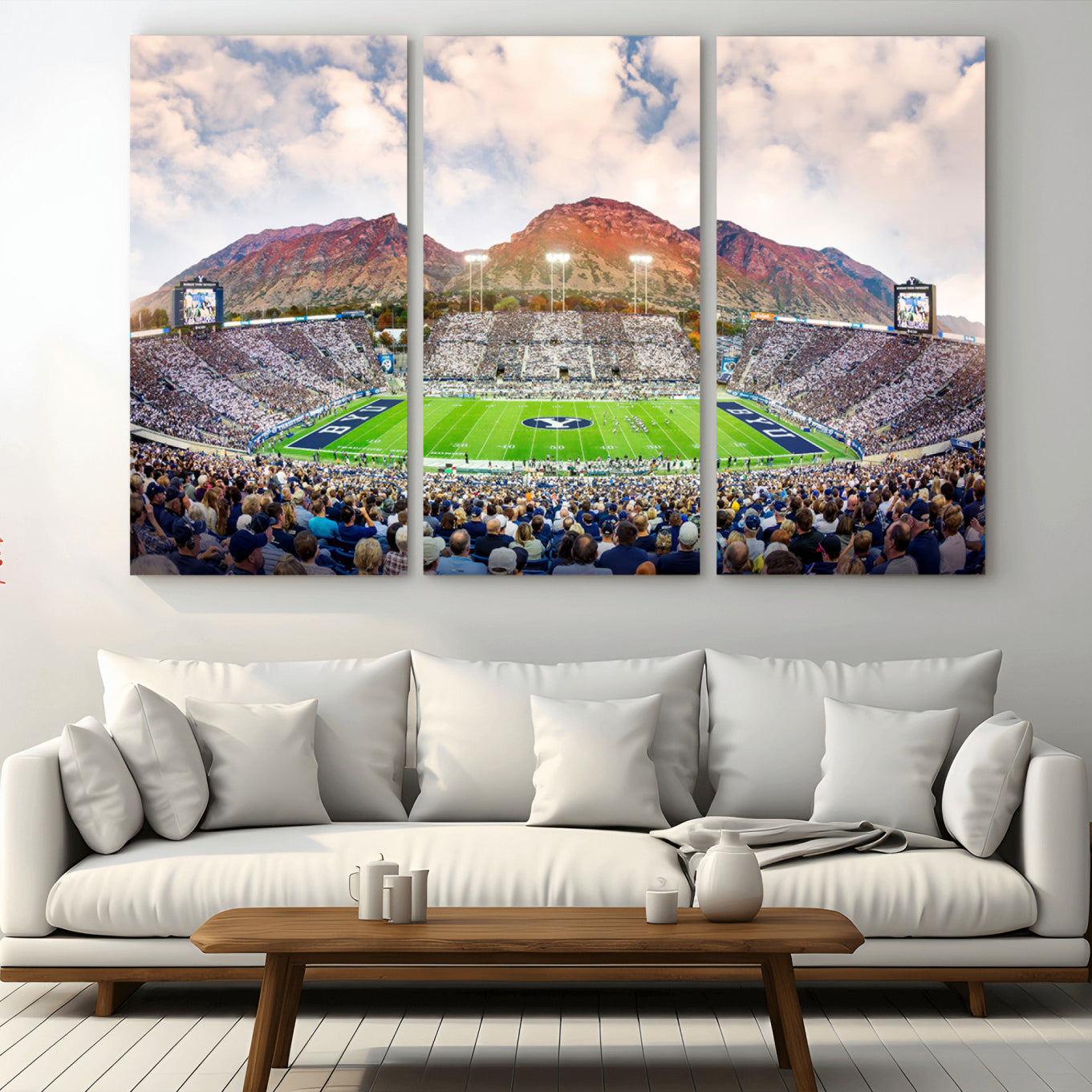 -Brigham Young University Cougars Football Team Print - Provo LaVell Edwards Stadium Wall Art Canvas