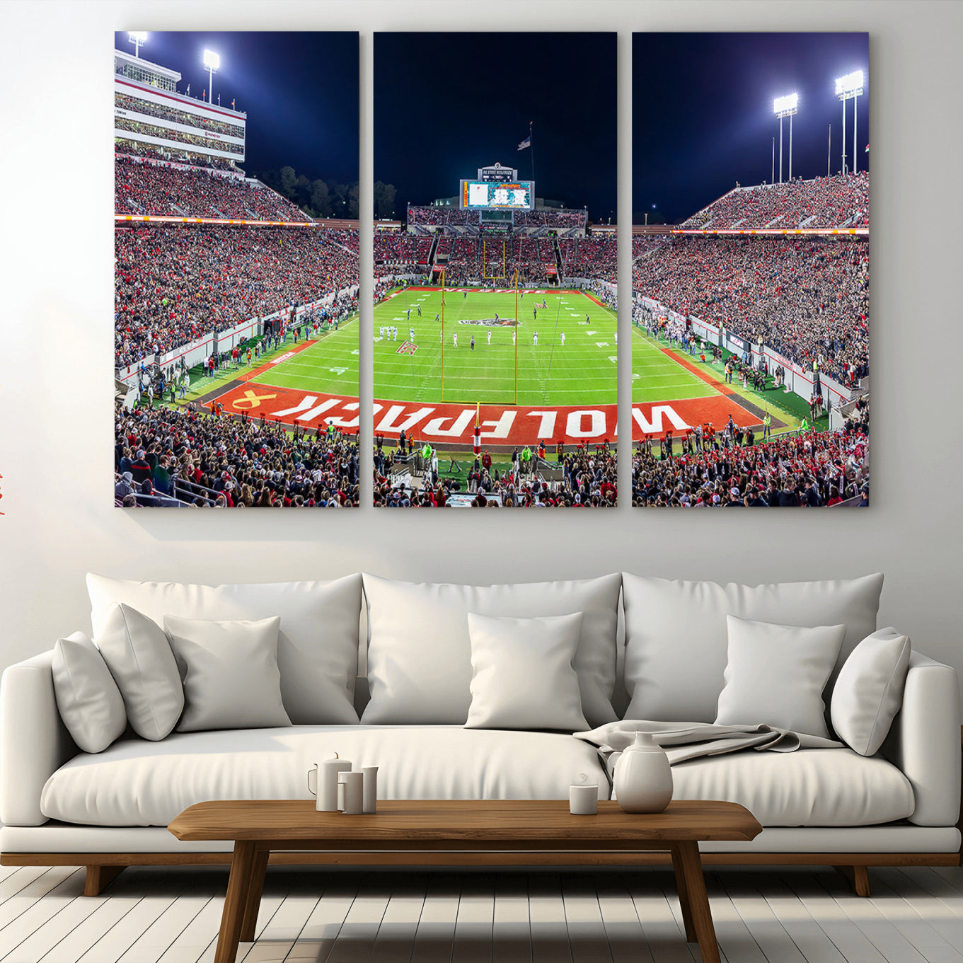 80943-MGV-CV-36X24-Wolfpack Football Team Print - Raleigh Carter-Finley Stadium Wall Art Canvas Print