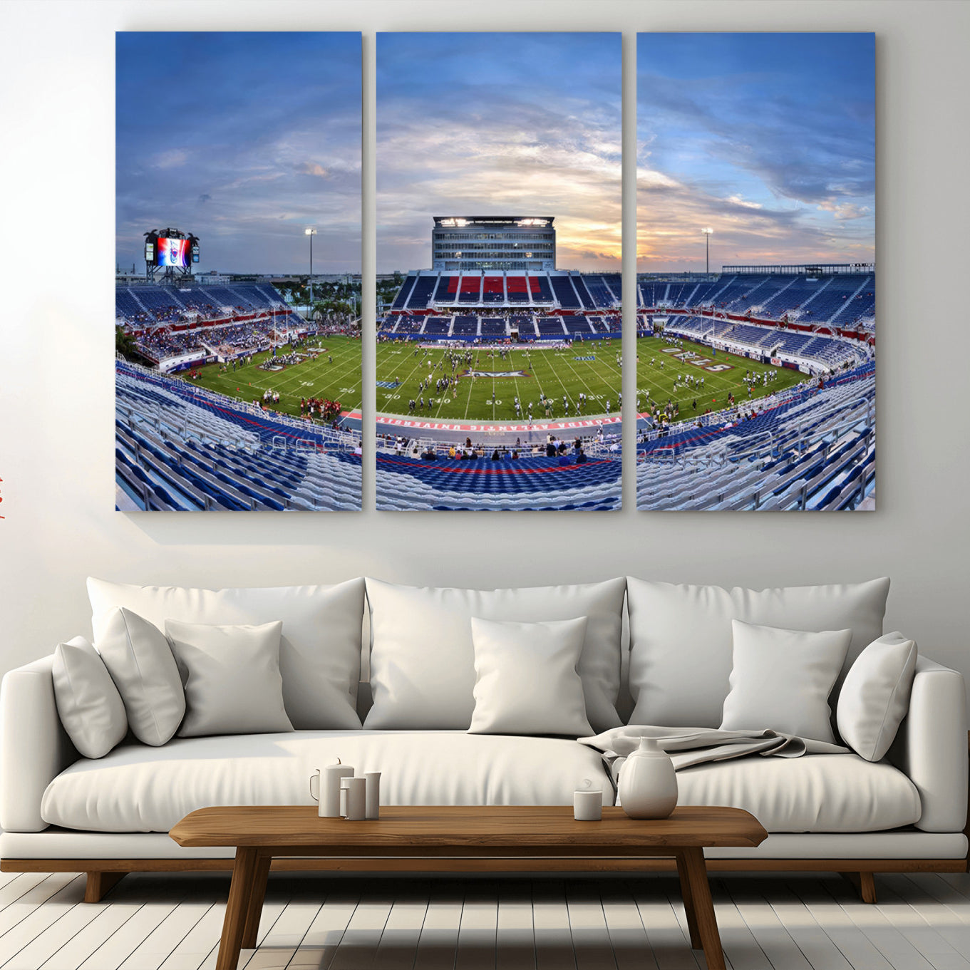 -Florida Atlantic University Owls Football Team Print - Boca Raton FAU Stadium Wall Art Canvas Print