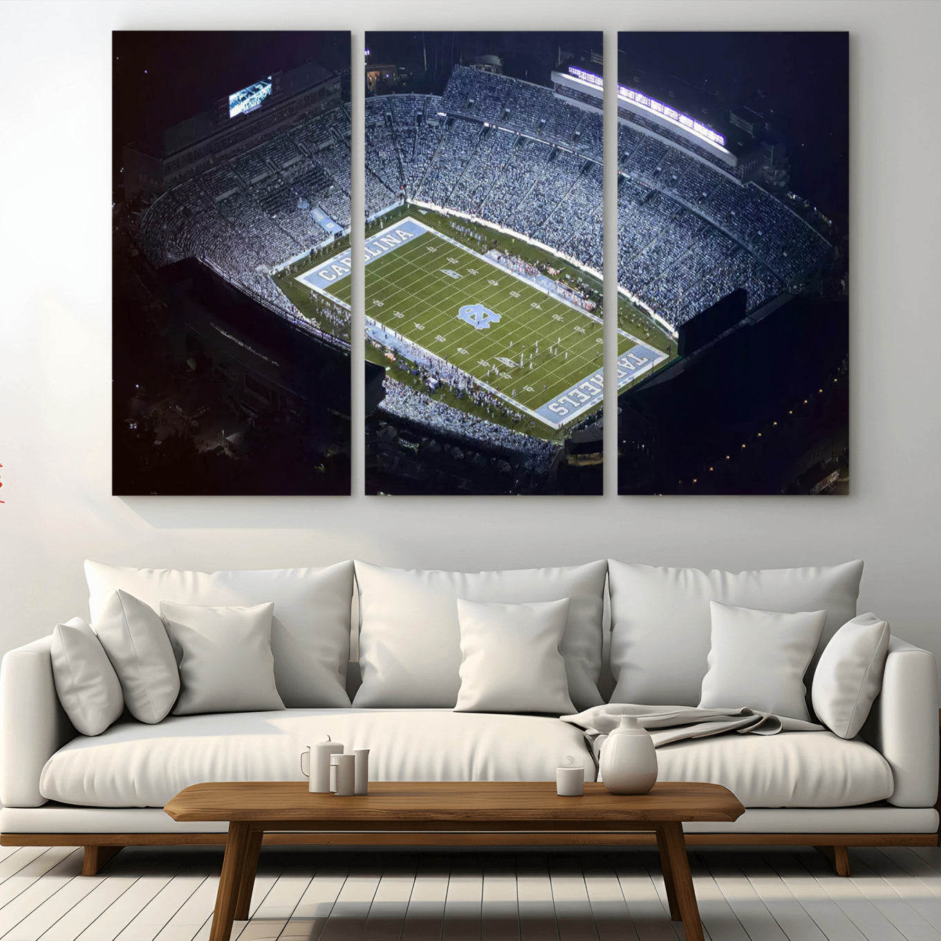 88375-MGV-CV-48X32-3P-University of North Carolina Tar Heels Football Team Print - Chapel Hill Kenan Memorial Stadium