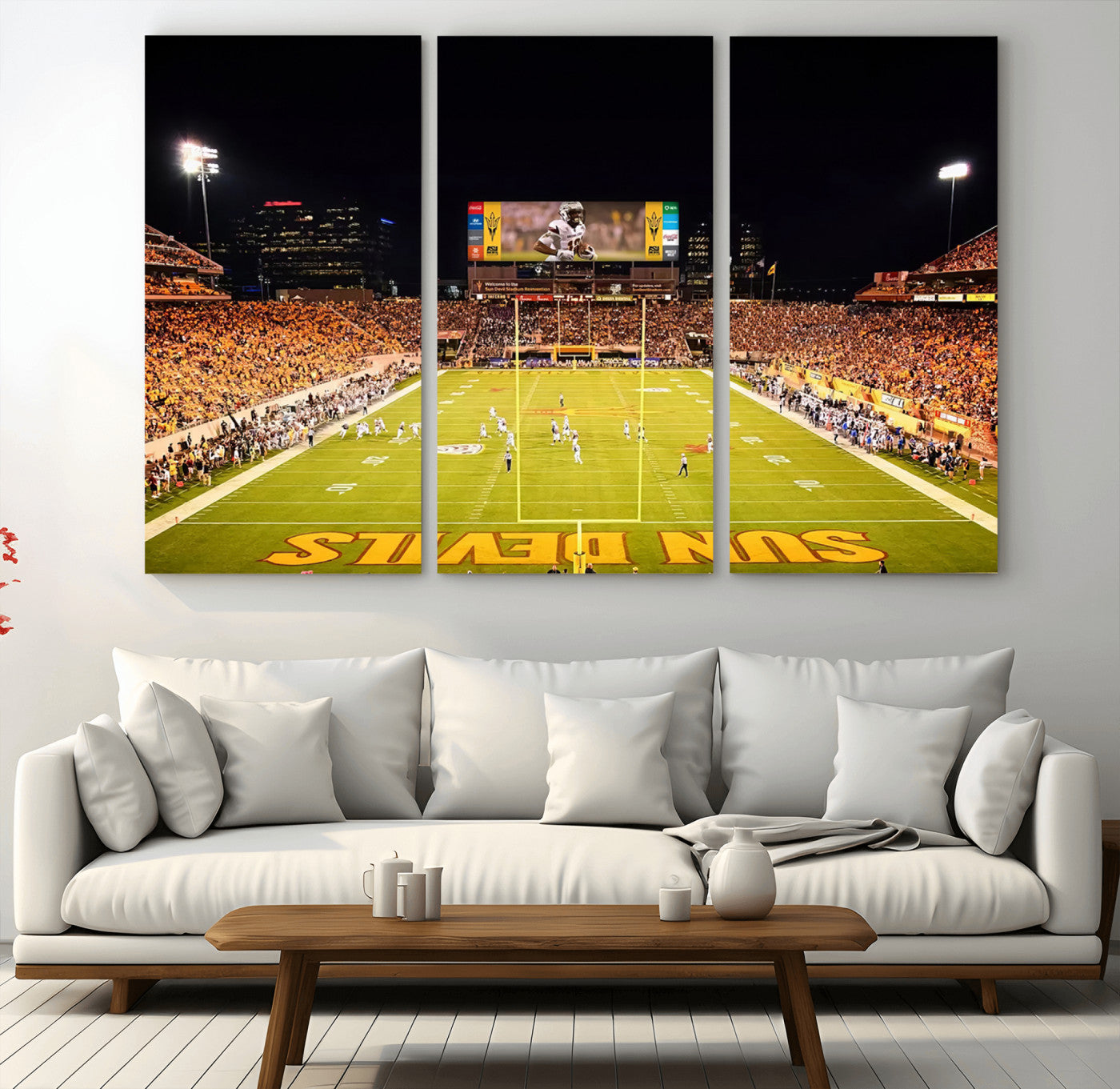 87612-MGV-CV-36X24-ASU Sun Devils Football Team Print - Phoenix Mountain America Stadium Canvas Print