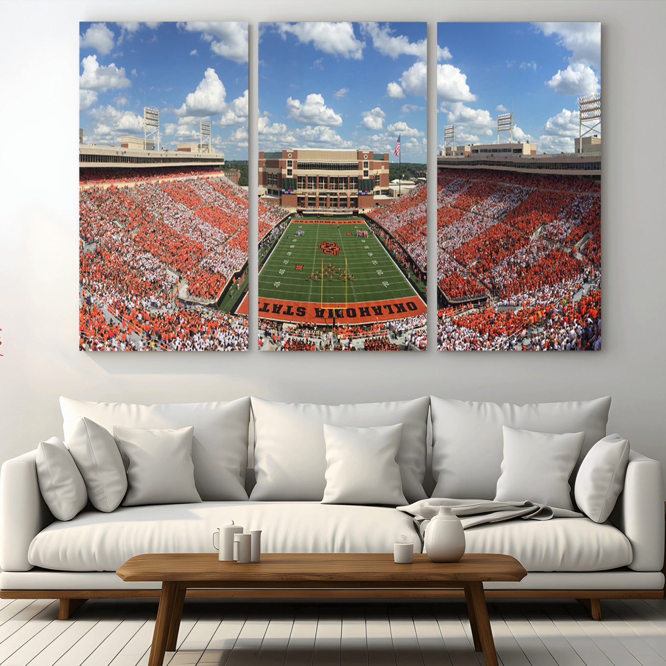65192-MGV-CV-36X24-Oklahoma State Cowboys Football Team Print - Stillwater Boone Pickens Stadium Wall Art Canvas Print