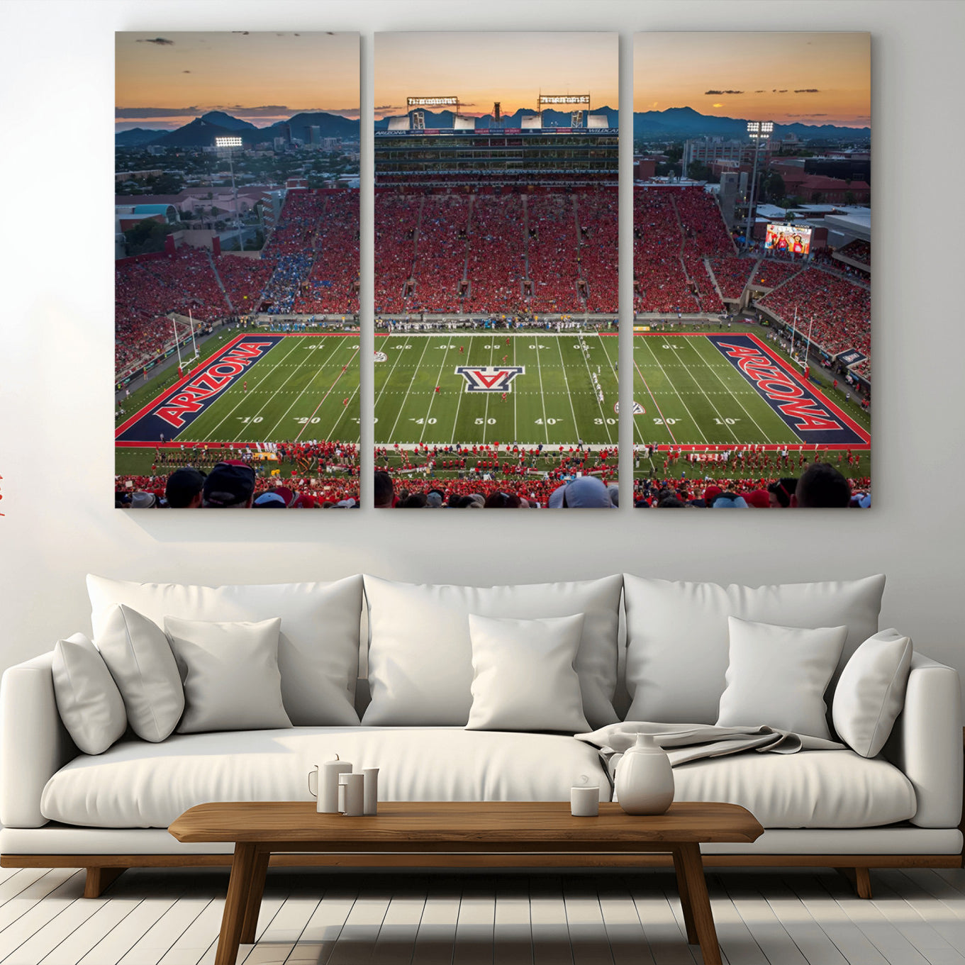 45563-MGV-CV-48X32-3P-Arizona Wildcats Football Team Print - Tucson Arizona Stadium Wall Art Canvas Print