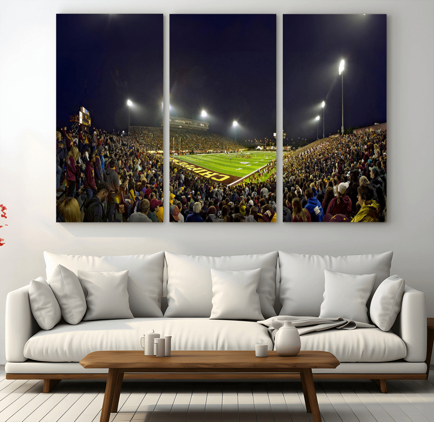 -Central Michigan University Chippewas Canvas Wall Art, Football Team Print - Mount Pleasant
