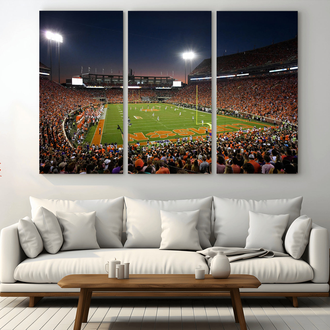 -Clemson University Tigers Art Print, Football Team Print - Clemson Memorial Stadium Wall Art Canvas