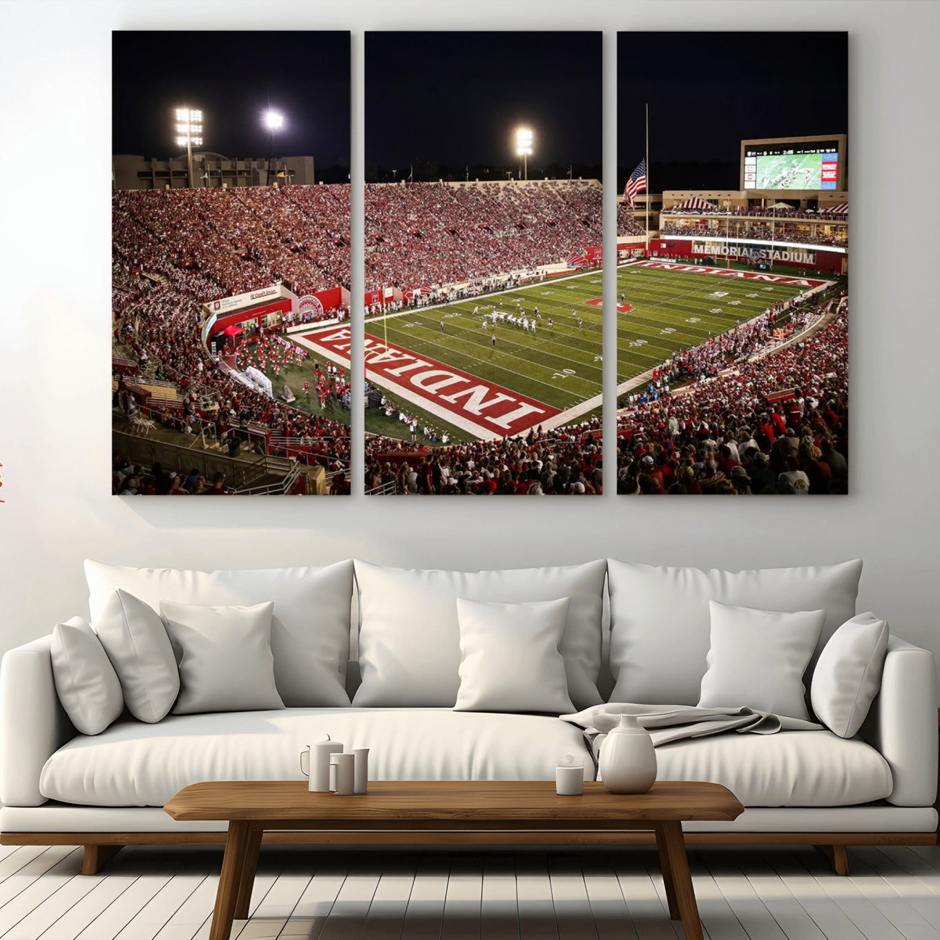 82748-MGV-CV-36X24-Indiana University Hoosiers Football Team Print Canvas - Bloomington Memorial Stadium Wall Art