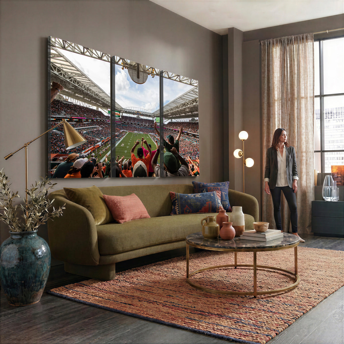 66239-PAN-FL-20X10 - Miami Hurricanes Football Team Wall Art Print - Miami Hard Rock Stadium Wall Art Canvas Print
