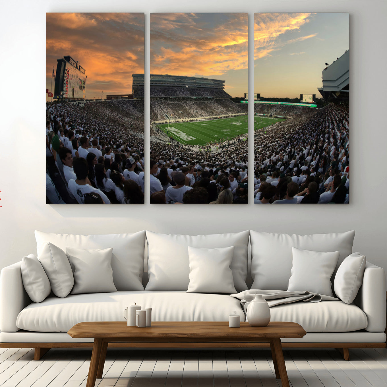 99155-MGV-CV-36X24-Michigan State Spartans Football Team Print - East Lansing Spartan Stadium Wall Art Canvas Print