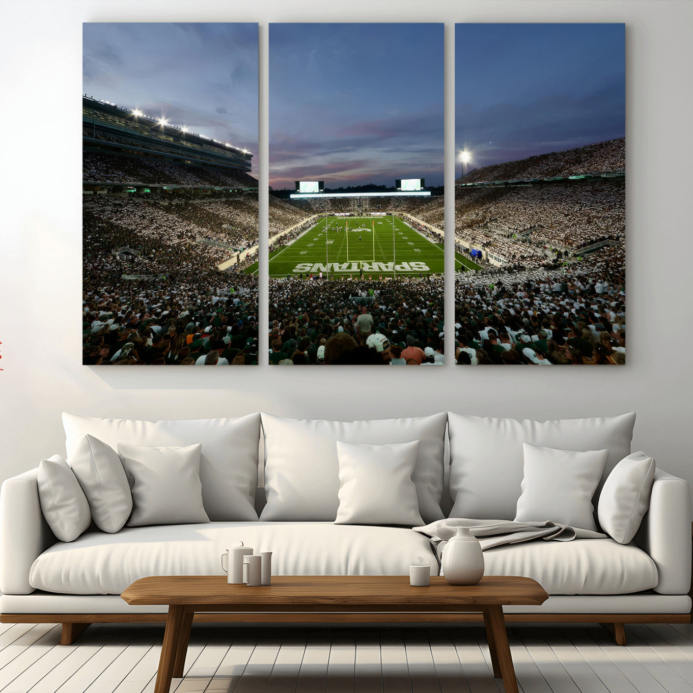 90831-MGV-CV-36X24-Michigan State Spartans Football Team Print - East Lansing Spartan Stadium Canvas Print